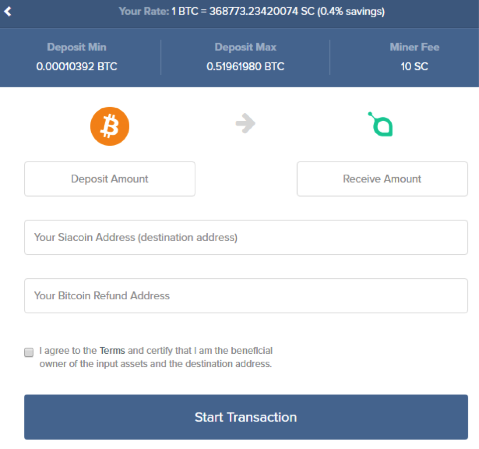 siacoin shapeshift purchase