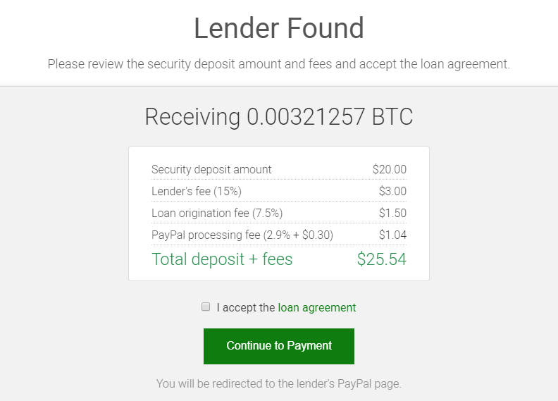 The fees on a $20 Bitcoin purchase on xCoins. 15% lenders fee, 7.5% xCoins fee and 3% PayPal fee.