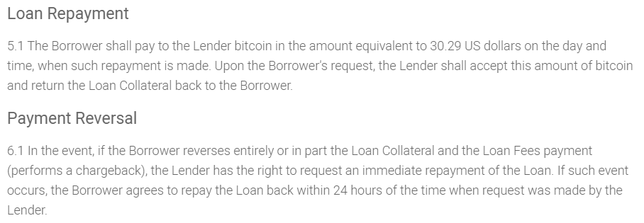 xCoins loan agreement - lenders are obliged to pay back borrowers