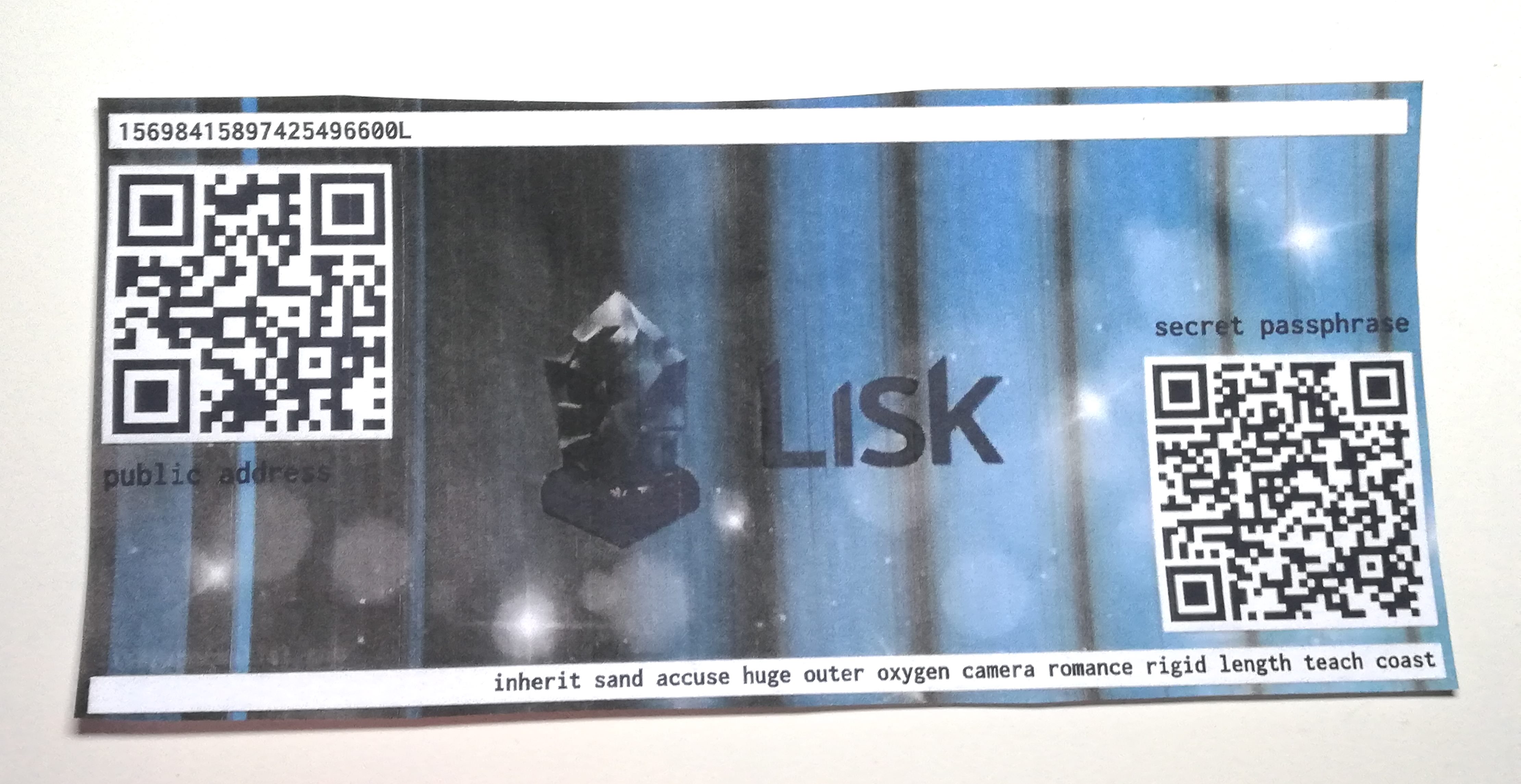 Lisk paper wallet