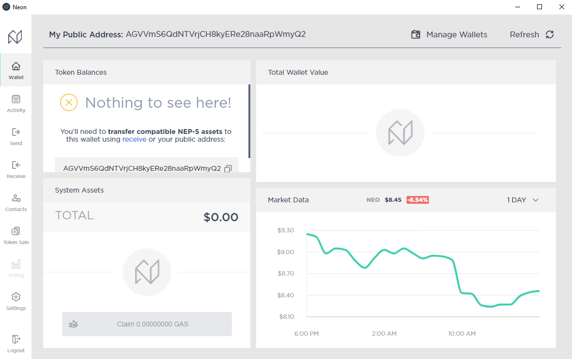 Market data, token balances on app hompage